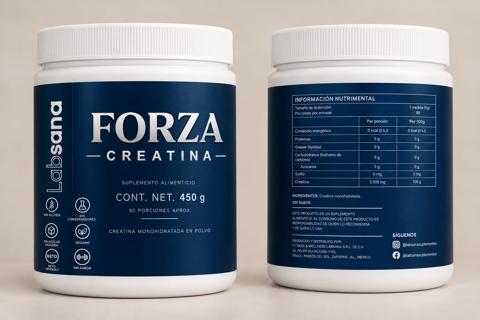 Forza creatina Labsana, presentación de 450 gramos